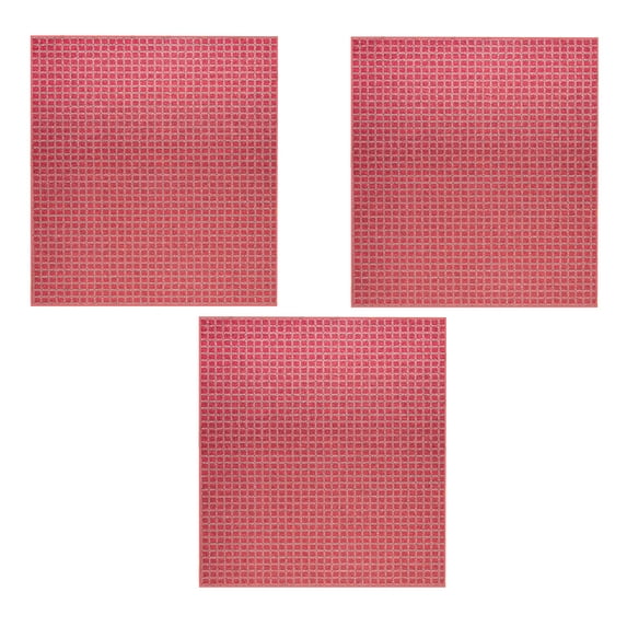 Furnish My Place Corner Indoor/Outdoor Commercial Red Color Rug, Corner Area Rug, Home Decor Mat, Pet-Friendly Carpet for Living Room, Bedroom, Made in USA, 2' x 2' Square - Set of 3