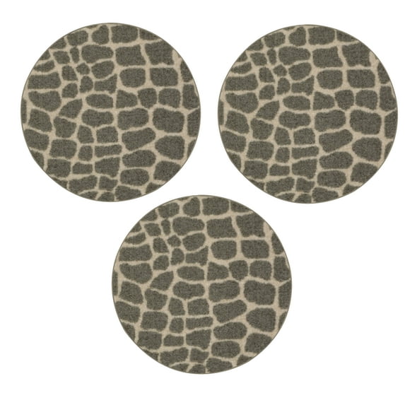 Furnish My Place Crocodile Lounge Around Area Rug, Animal Print Area Rug, Pet-Friendly Rug, Baby Nursery Mat, Indoor Rug, Perfect for Living Room, Playroom, 2' Round - Set of 3