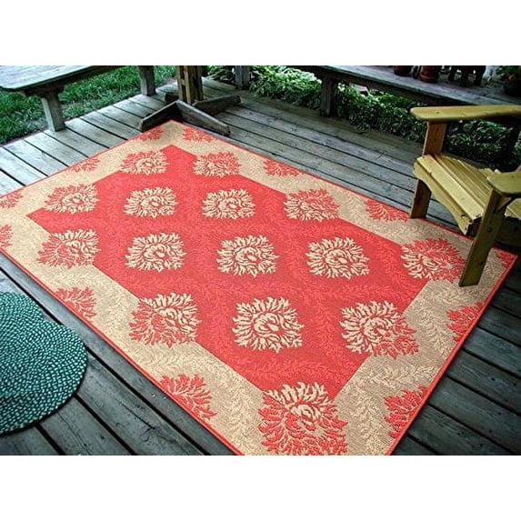 Furnish My Place Design1087 Sunset 4'5"x7' Contemporary Oriantal Modern Floral Area Rugs For Indoor & Outdoor, Easy To Clean & Fade Resistant Washable Rug, Sunset Orange