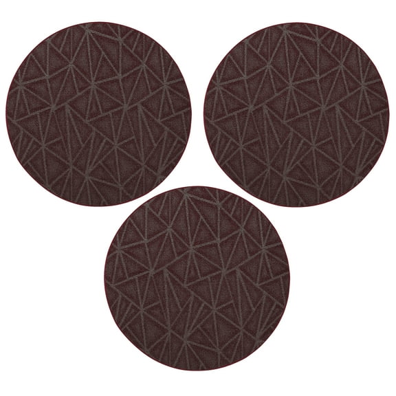 Furnish My Place Geometrical Pattern Indoor/Outdoor Refine Burgundy Rug, Abstract Area Rug, Doorway Mat, Contemporary Rug for Living Room, Entryway, Made in USA, 18" Round - Set of 3