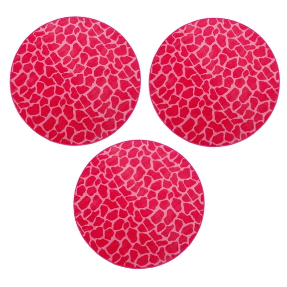 Furnish My Place Giraffe Girly Giraffe Area Rug, Animal Print Area Rug, Pet-Friendly Rug, Baby Nursery Mat, Indoor Area Rug, Perfect for Living Room, Playroom, 18" Round - Set of 3