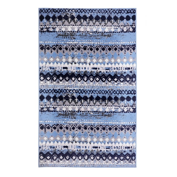 Furnish My Place Indoor Distressed Bohemian Rug with Jute Backing - 5 ft. x 8 ft., Light Blue, Distressed, Area Rug for Living Room, Bedroom, Hallway, Home Décor