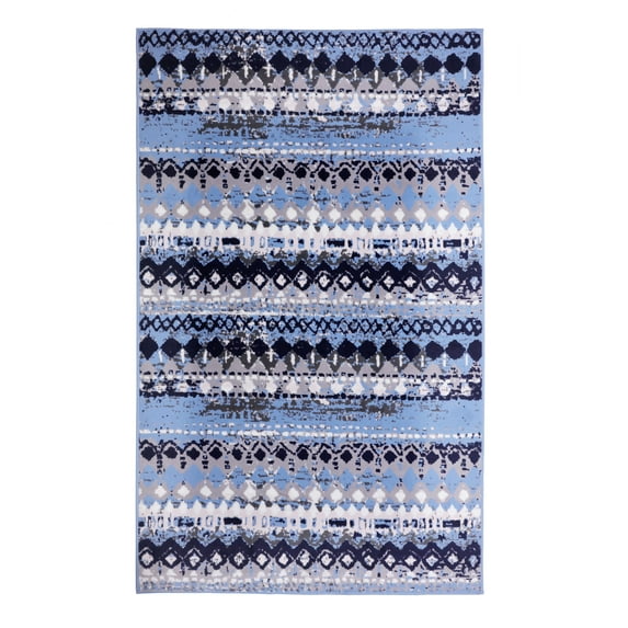 Furnish My Place Indoor Distressed Bohemian Rug with Jute Backing - 5 ft. x 8 ft., Light Blue, Distressed, Area Rug for Living Room, Bedroom, Hallway, Home Décor