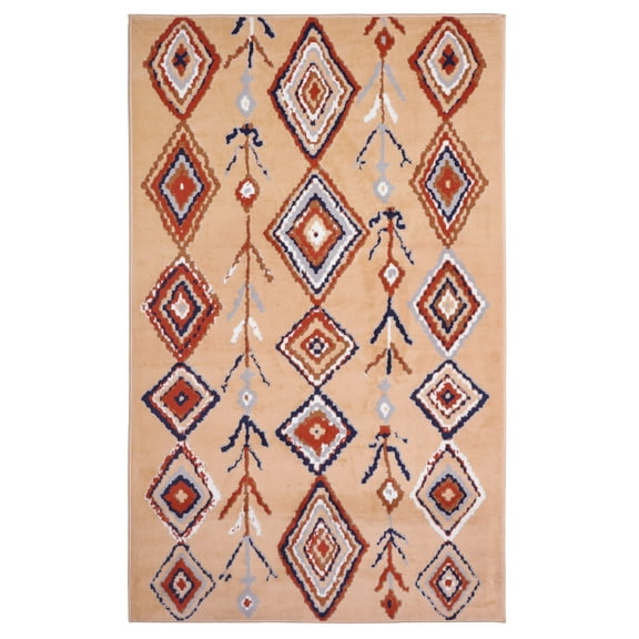 Furnish My Place Indoor Moroccan Diamond Rug with Jute Backing - 2 ft. x 4 ft., Beige, Geometric, Transitional, Area Rug for Living Room, Bedroom, Hallway