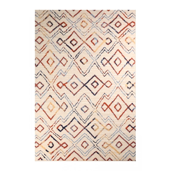 Furnish My Place Indoor Moroccan Geometric Print Rug with Jute Backing - 3 ft. 6 in. x 5 ft. 6 in., Peach, Patterned, Area Rug for Living Room, Bedroom, Hallway