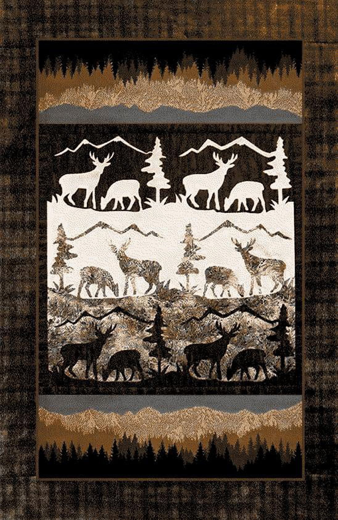 Real Moose Rug Furnish My Place Indoor Pine & Moose Lodge Rug with Jute Backing - 7 ft ...