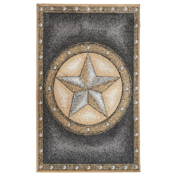 Furnish My Place Indoor Texas Star Rug with Jute Backing - 7 ft. 8 in. x 11 ft., Multicolor, Novelty Western, Area Rug for Living Room, Bedroom, Hallway