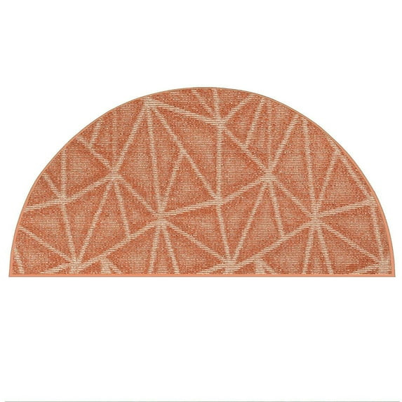 Furnish My Place Modern Indoor/Outdoor Commercial Solid Color Rug - Rust, 18" x 36" Half Round, Pet and Kids Friendly Rug. Made in USA, Area Rugs Great for Kids, Pets, Event, Wedding