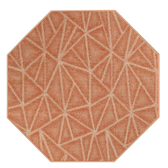 Furnish My Place Modern Indoor/Outdoor Commercial Solid Color Rug - Rust, 3' Octagon, Pet and Kids Friendly Rug. Made in USA, Area Rugs Great for Kids, Pets, Event, Wedding