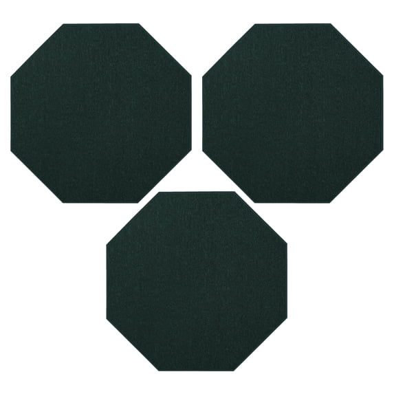 Furnish My Place Modern Indoor/Outdoor Commercial Solid Dark Green Rug, Modern Area Rug, Baby Nursery Mat, Pet-Friendly Carpet for Living Room, Playroom, Made in USA, 3' Octagon - Set of 3