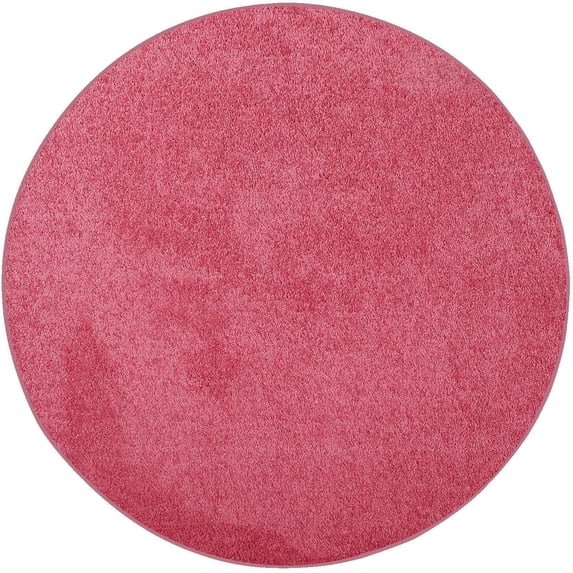 Furnish my Place Modern Plush Solid Color Rug - Pink, 2' Round, Pet and Kids Friendly Rug. Made in USA, Round, Area Rugs Great for Kids, Pets, Event, Wedding