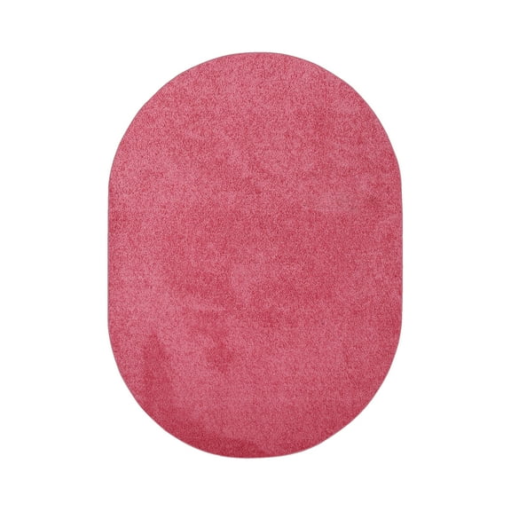 Furnish my Place Modern Plush Solid Color Rug - Pink, 3' x 5' Oval, Pet and Kids Friendly Rug. Made in USA, Oval, Area Rugs Great for Kids, Pets, Event, Wedding