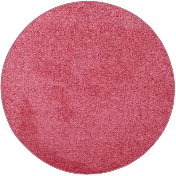 Furnish my Place Modern Plush Solid Color Rug - Pink, 7' Round, Pet and Kids Friendly Rug. Made in USA, Round, Area Rugs Great for Kids, Pets, Event, Wedding
