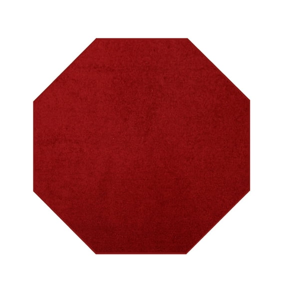 Furnishmyplace Modern Plush Solid Color Rug - Pet Friendly, Made in USA, Red Area Rugs 7' Octagon