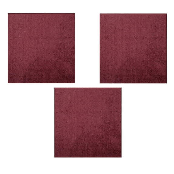 Furnish My Place Modern Plush Solid Cranberry Color Rug - Pets and Kids Friendly Rug, Indoor/Outdoor Mat, Area Rugs Great for Kids, Pets, Event, Living Room, Made in USA, 2' x 2' Square - Set of 3