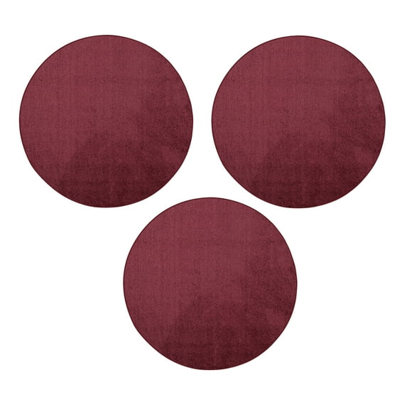 Furnish My Place Modern Plush Solid Cranberry Color Rug - Pets and Kids Friendly Rug, Indoor/Outdoor Mat, Area Rugs Great for Kids, Pets, Living Room, Made in USA, 18" Round - Set of 3