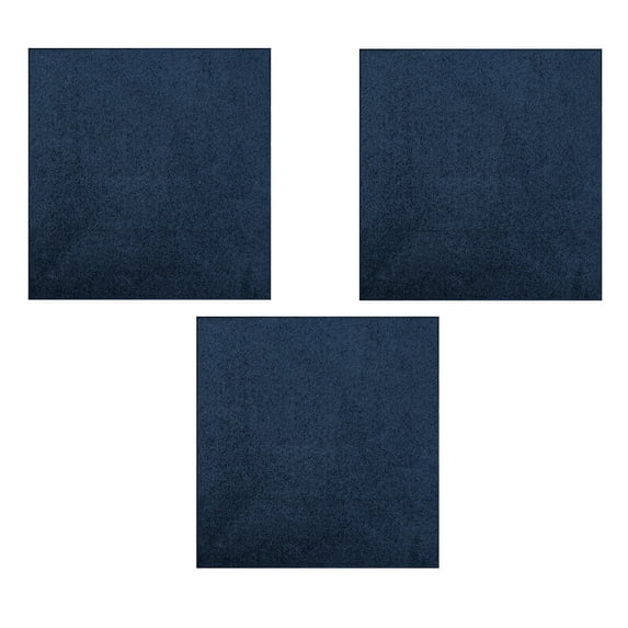 Furnish My Place Modern Plush Solid Navy Color Rug - Pets and Kids Friendly Rug, Indoor/Outdoor Mat, Area Rugs Great for Kids, Pets, Event, Living Room, Made in USA, 3' x 3' Square - Set of 3
