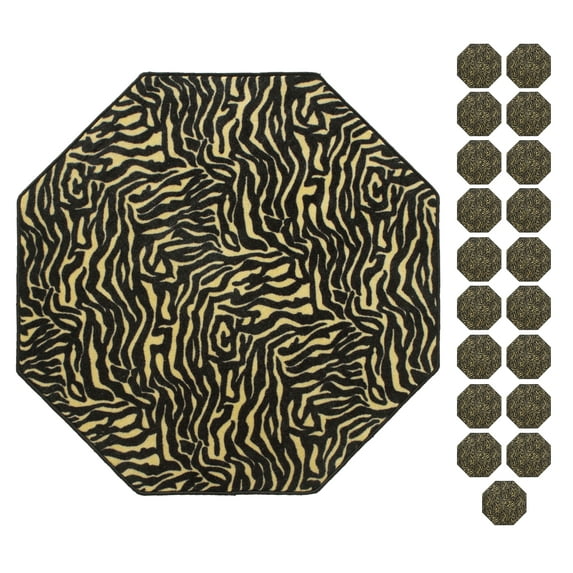 Furnish My Place Zebra Grazer Area Rug, Animal Print Area Rug, Indoor Rug, Pet-Friendly Rug, Home Decor Rug, Perfect for Living Room, 3' Octagon - Set of 20