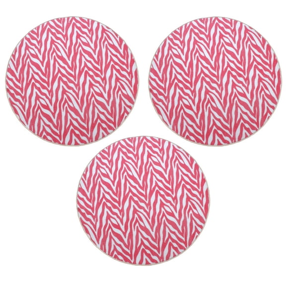 Furnish My Place Zebra Light Pink Area Rug, Animal Print Area Rug, Indoor Rug, Pet-Friendly Rug, Home Decor Rug, Perfect for Living Room, 18" Round - Set of 3