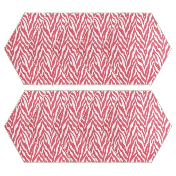 Furnish My Place Zebra Light Pink Area Rug, Animal Print Area Rug, Indoor Rug, Pet-Friendly Rug, Home Decor Rug, Perfect for Living Room, 2' Hexagon - Set of 10