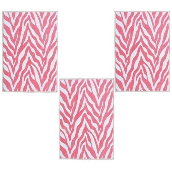 Furnish My Place Zebra Light Pink Area Rug, Animal Print Area Rug, Indoor Rug, Pet-Friendly Rug, Home Decor Rug, Perfect for Living Room, 2' x 4' Rectangle - Set of 3