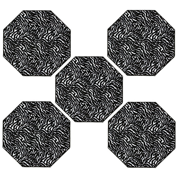Furnish My Place Zebra Migrant Beauty Area Rug, Animal Print Area Rug, Indoor Rug, Pet-Friendly Rug, Home Decor Rug, Perfect for Living Room, 2' Octagon - Set of 5