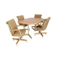 thumbnail image 1 of Furnish Theory  Caster Chair Company Alona 5-Piece 42x[42/60] Caster Dining Set Wood Edge Laminate Table Top & Buff Polyurethane Rolling Swivel Tilt Chairs, 1 of 22