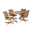 thumbnail image 1 of Furnish Theory  Caster Chair Company Alona 5-Piece 42x[54/72] Caster Dining Set Wood Edge Laminate Table Top & Buff Polyurethane Rolling Swivel Tilt Chairs, 1 of 16
