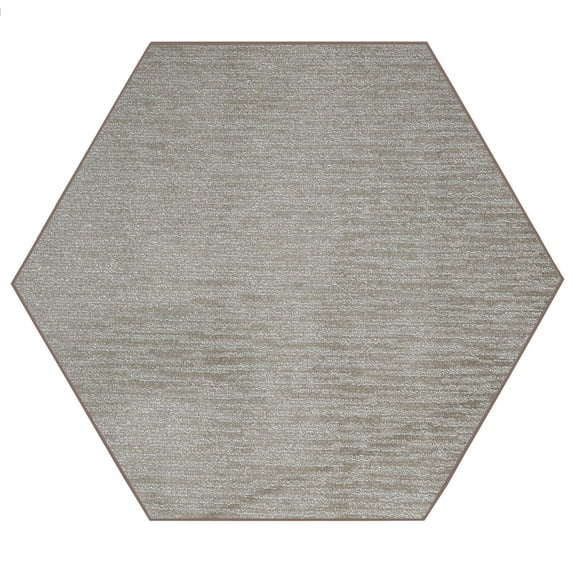 Furnishmyplace Abstract Contemporary Stripes Modern Plush - Easy Fit Brown, Area Rug 4' Hexagon