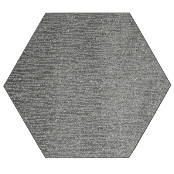 Furnish My Place Abstract Contemporary Stripes Modern Plush Two Tone High Low Pattern Rug Carpet| Pet & Kids Friendly| Great for Events Wedding | Made in USA - Easy Fit Light Grey, 2' Hexagon Area Rug
