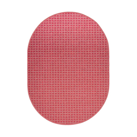 Furnishmyplace Corner Indoor/Outdoor Commercial Color Rug - Red, Area Rugs 7' x 9' Oval