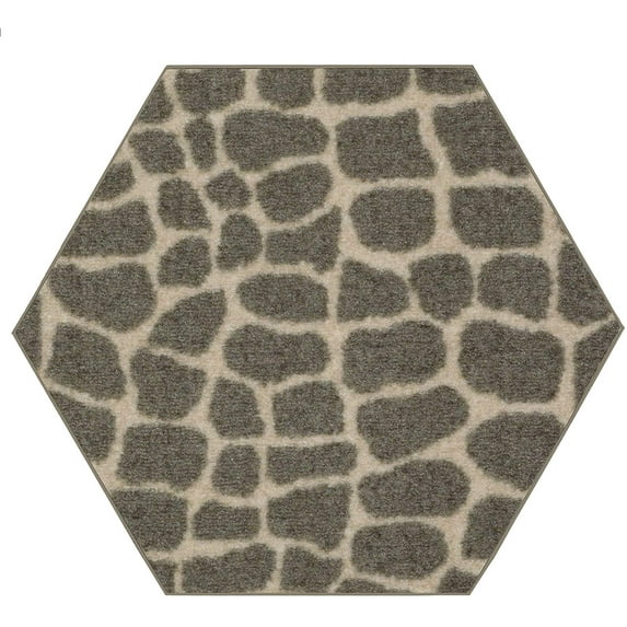 Furnishmyplace Crocodile Lounge Around Area Rug for Living Room, Dining Room, Kids 9' Hexagon - Natural/Criss Cross