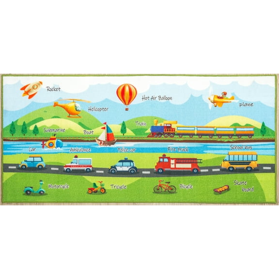 Furnishmyplace Furnish My Place 764 Transportation HD Modes of Transportation Area Rug 6' 6" x 9' 2"