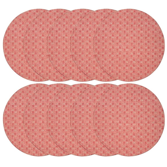Furnishmyplace Furnish My Place Abstract Indoor/Outdoor Red Color, Set of Area Rug Set of 10 - 2' Round