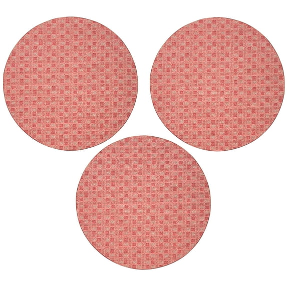 Furnishmyplace Furnish My Place Abstract Indoor/Outdoor Red Color, Set of Area Rug Set of 3 - 18" Round