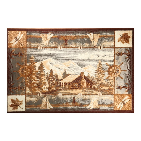 Furnishmyplace Furnish My Place Nautical Theme Rug - Multicolor, Mountain Rug 3'6"x5'6"