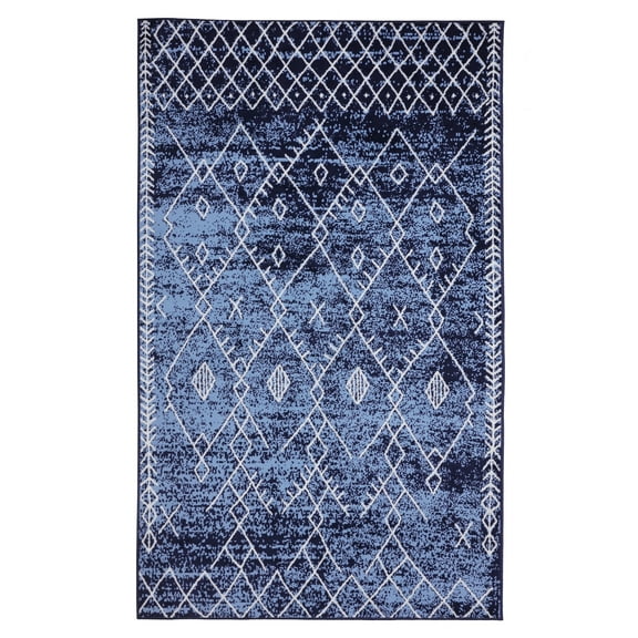 Furnishmyplace Furnish My Place Trellis Pattern Rug - Navy, Bohemian Rug 3'6"x5'6"