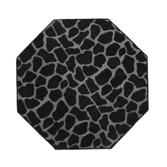 Furnishmyplace Giraffe Black Grey Area Rug for Living Room, Dining Room, Kids 2' Octagon - Natural/Criss Cross