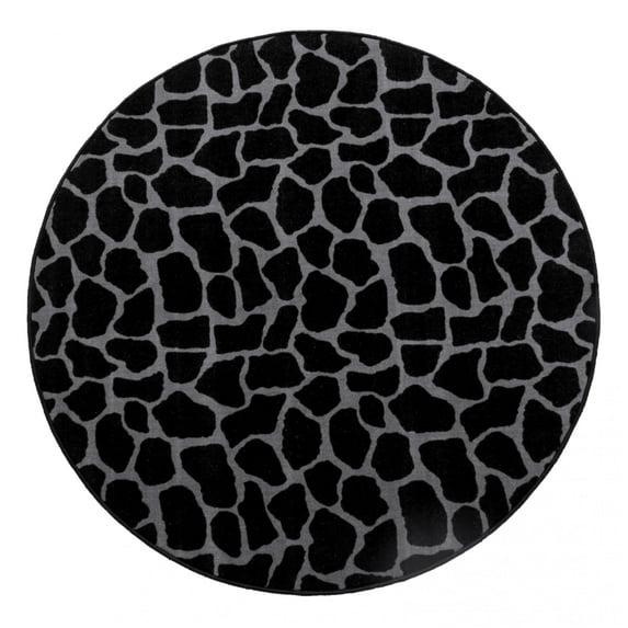 Furnishmyplace Giraffe Black Grey Area Rug for Living Room, Dining Room, Kids 8' Round - Natural/Criss Cross