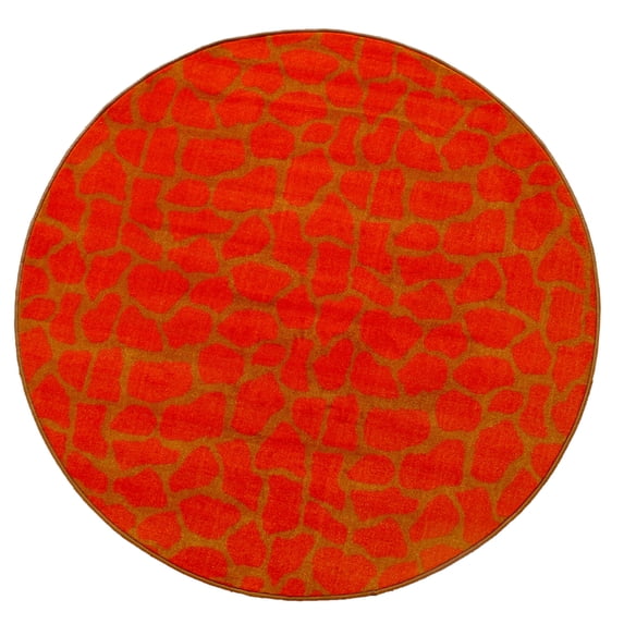 Furnishmyplace Giraffe Dark Orange Area Rug for Living Room, Dining Room, Kids 3' Round