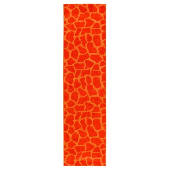 Furnishmyplace Giraffe Dark Orange Area Rug for Living Room, Dining Room, Kids 3' x 14'