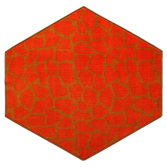 Furnishmyplace Giraffe Dark Orange Area Rug for Living Room, Dining Room, Kids 4' Hexagon