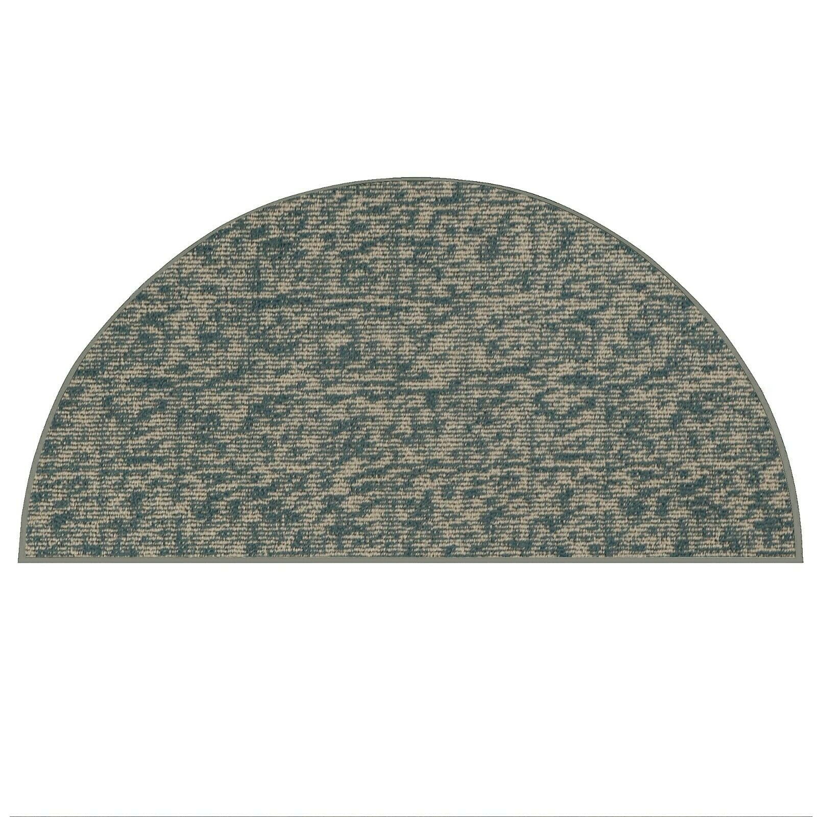 Half Round Blue Synthetic Stain-Resistant Kids Rug