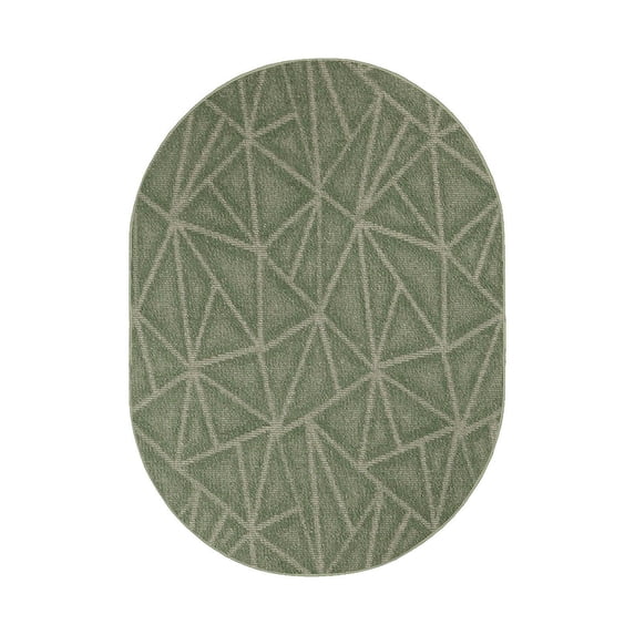 Furnishmyplace Modern Indoor/Outdoor Commercial Rug - Green, Refine Area Rugs 3' x 5' Oval