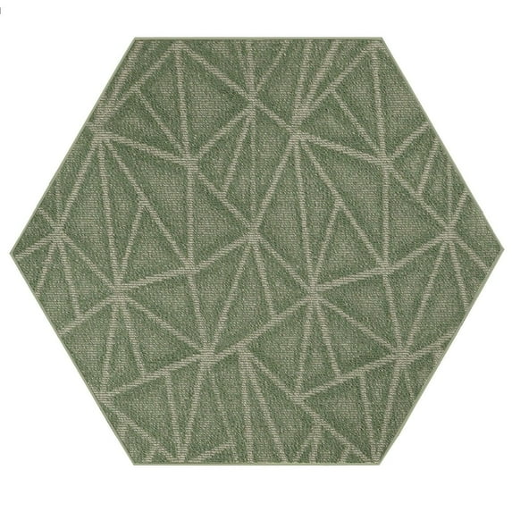Furnishmyplace Modern Indoor/Outdoor Commercial Rug - Green, Refine Area Rugs 4' Hexagon