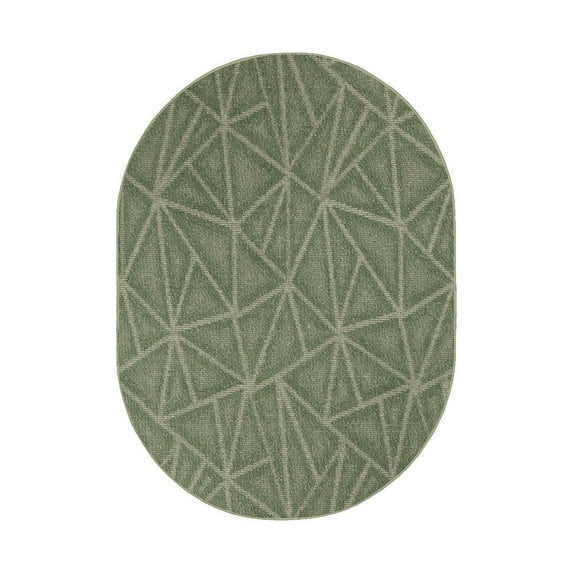 Furnishmyplace Modern Indoor/Outdoor Commercial Rug - Green, Refine Area Rugs 6' x 9' Oval