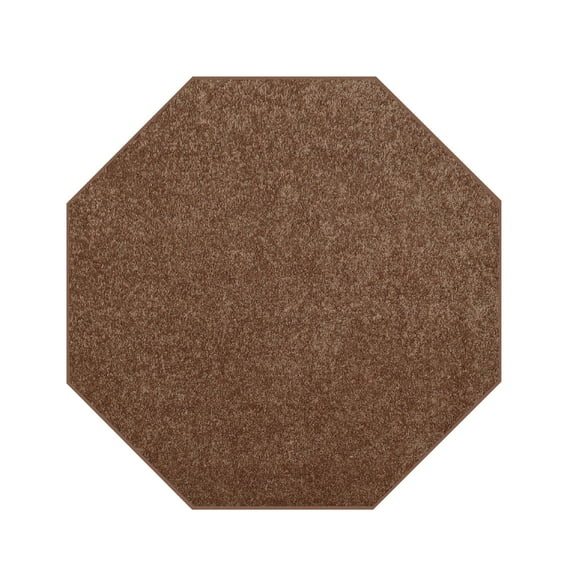 Furnishmyplace Modern Plush Solid Color Rug - Pet Friendly, Made in USA, Brown Area Rugs 9' Octagon