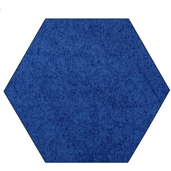 Furnishmyplace Modern Plush Solid Color Rug - Pet Friendly, Made in USA, Neon Blue Area Rugs 2' Hexagon