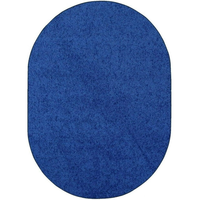 Furnishmyplace Modern Plush Solid Color Rug - Pet Friendly, Made in USA, Neon Blue Area Rugs 5' x 8' Oval