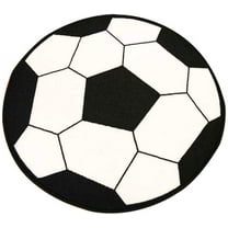 Furnish My Place 720 Soccer 6'6" Round Play Area Rugs for Kids, Soccer Shaped, Anti Skid Rubber Backing, Multicolor